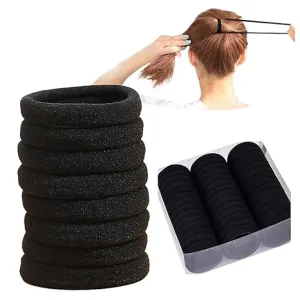 AM1002 Elastic Hair Rubber Bands for Girls, Kids & Women (Black - Pack of 30)