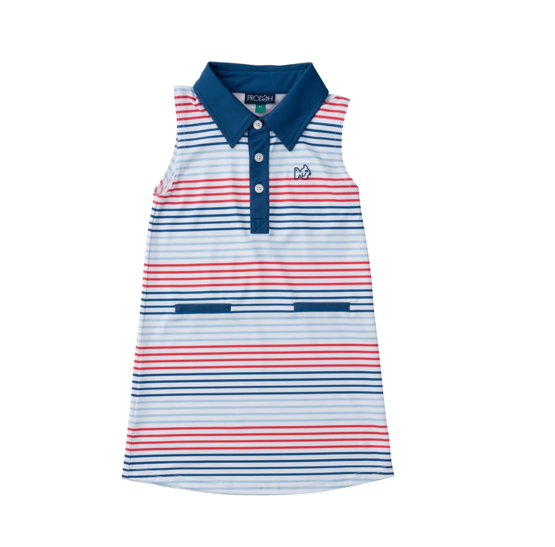 Americana Stripe Sleeveless Activewear Polo Dress