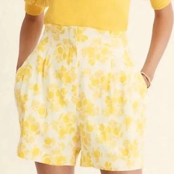 Ann Taylor NWT Yellow Floral High Rise Shorts