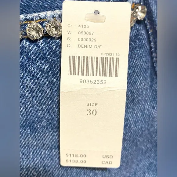 ANTHROPOLOGIE Pilcro Lover Embellished High Rise Denim Shorts Size 30