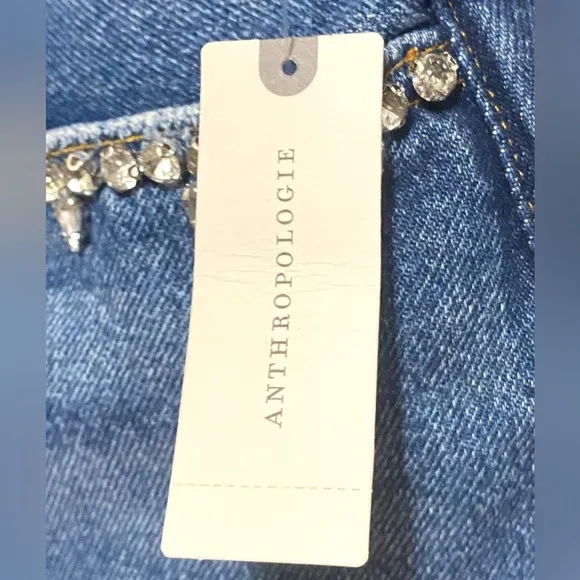 ANTHROPOLOGIE Pilcro Lover Embellished High Rise Denim Shorts Size 30