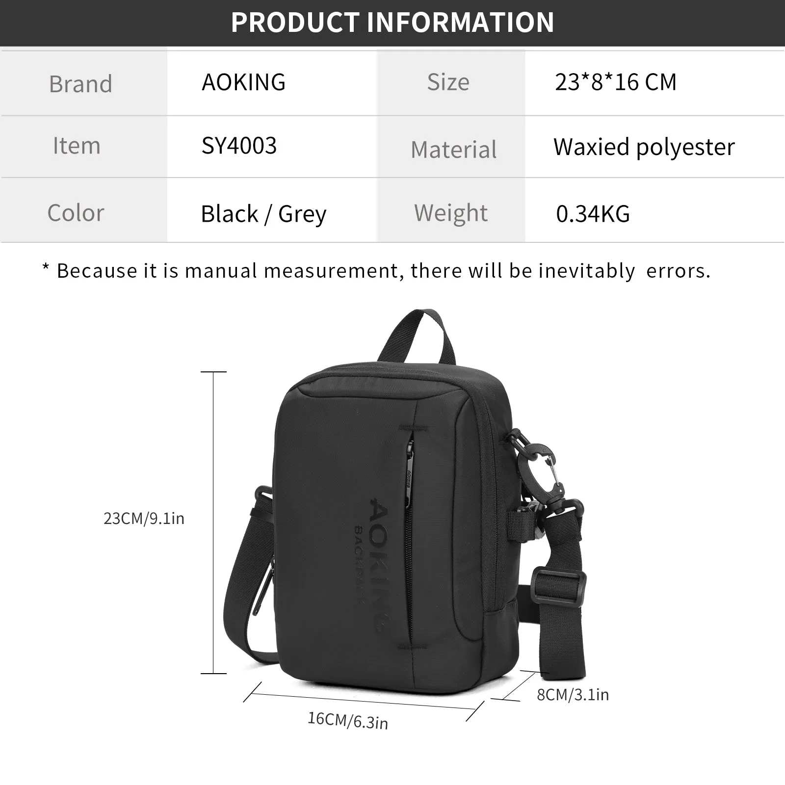 Aoking Fashion Waterproof durable Crossbody Sling Bag SY4003