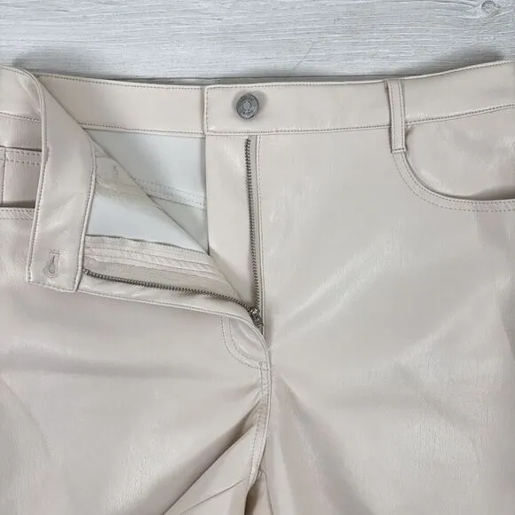 Aritzia Wilfred Melina Faux Leather High Rise Shorts Women Size 8 in Birch Ivory