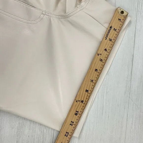Aritzia Wilfred Melina Faux Leather High Rise Shorts Women Size 8 in Birch Ivory