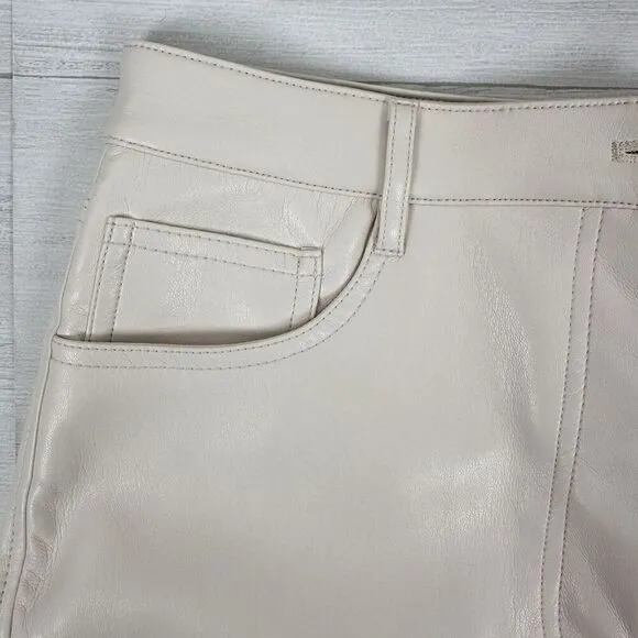 Aritzia Wilfred Melina Faux Leather High Rise Shorts Women Size 8 in Birch Ivory