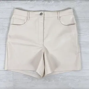 Aritzia Wilfred Melina Faux Leather High Rise Shorts Women Size 8 in Birch Ivory