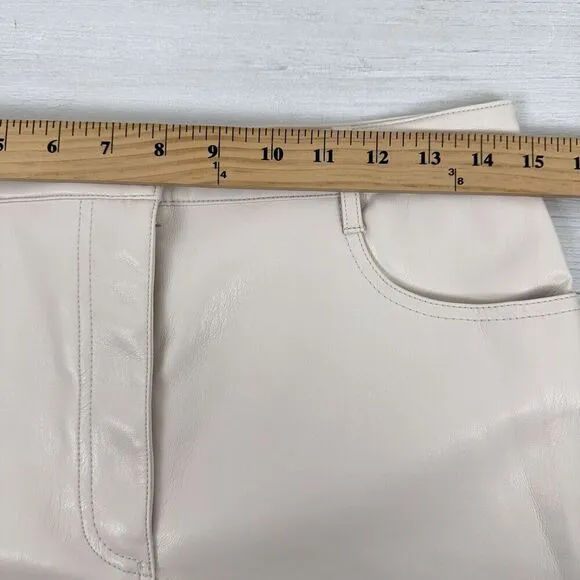 Aritzia Wilfred Melina Faux Leather High Rise Shorts Women Size 8 in Birch Ivory