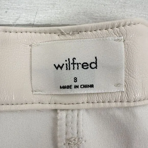 Aritzia Wilfred Melina Faux Leather High Rise Shorts Women Size 8 in Birch Ivory