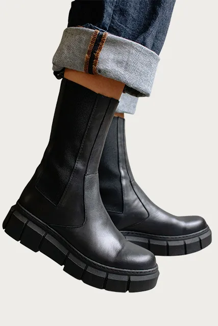 ARMOR LEATHER CHELSEA COMBAT BOOTS