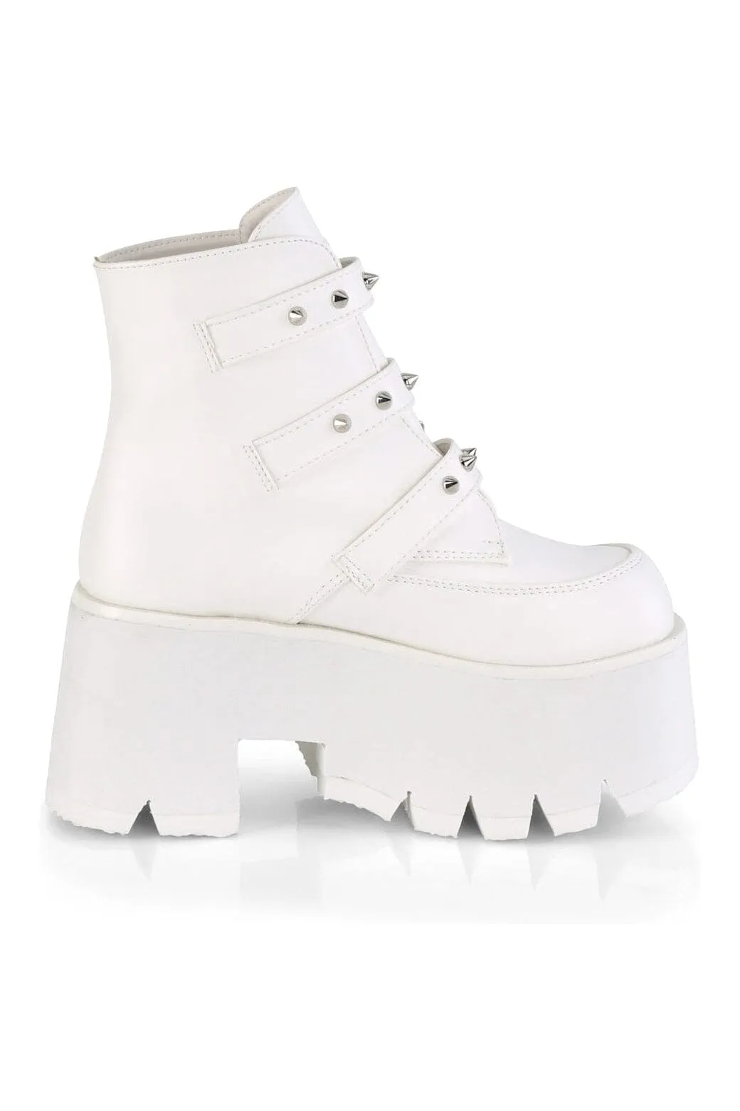 ASHES-55 White Vegan Leather Ankle Boot