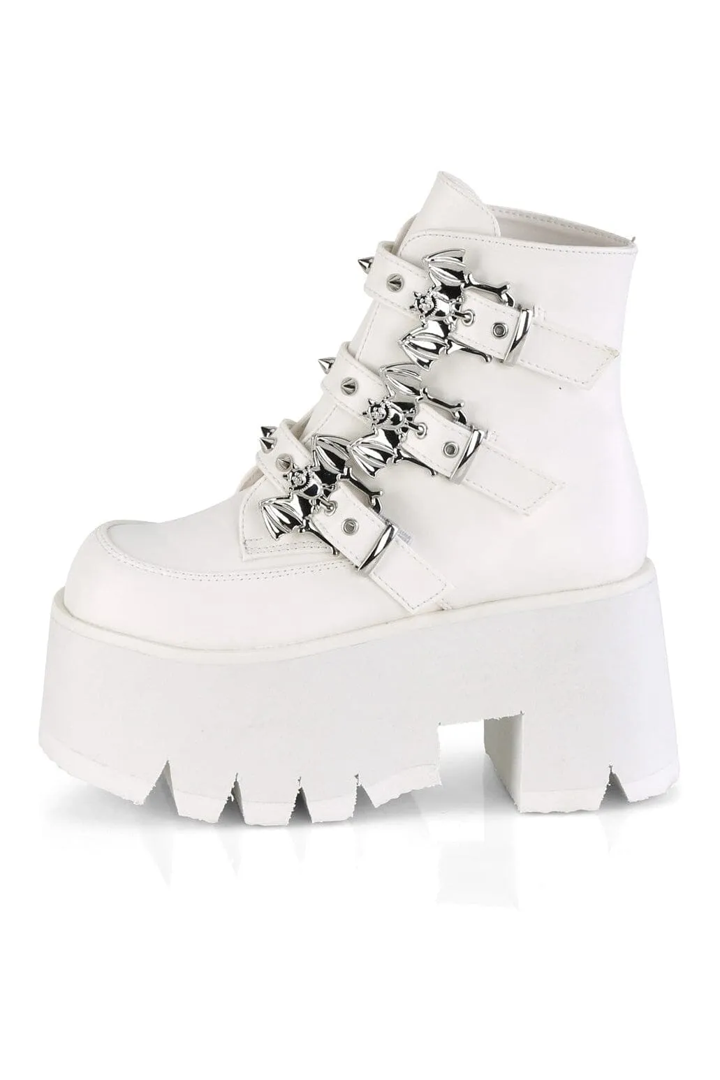 ASHES-55 White Vegan Leather Ankle Boot