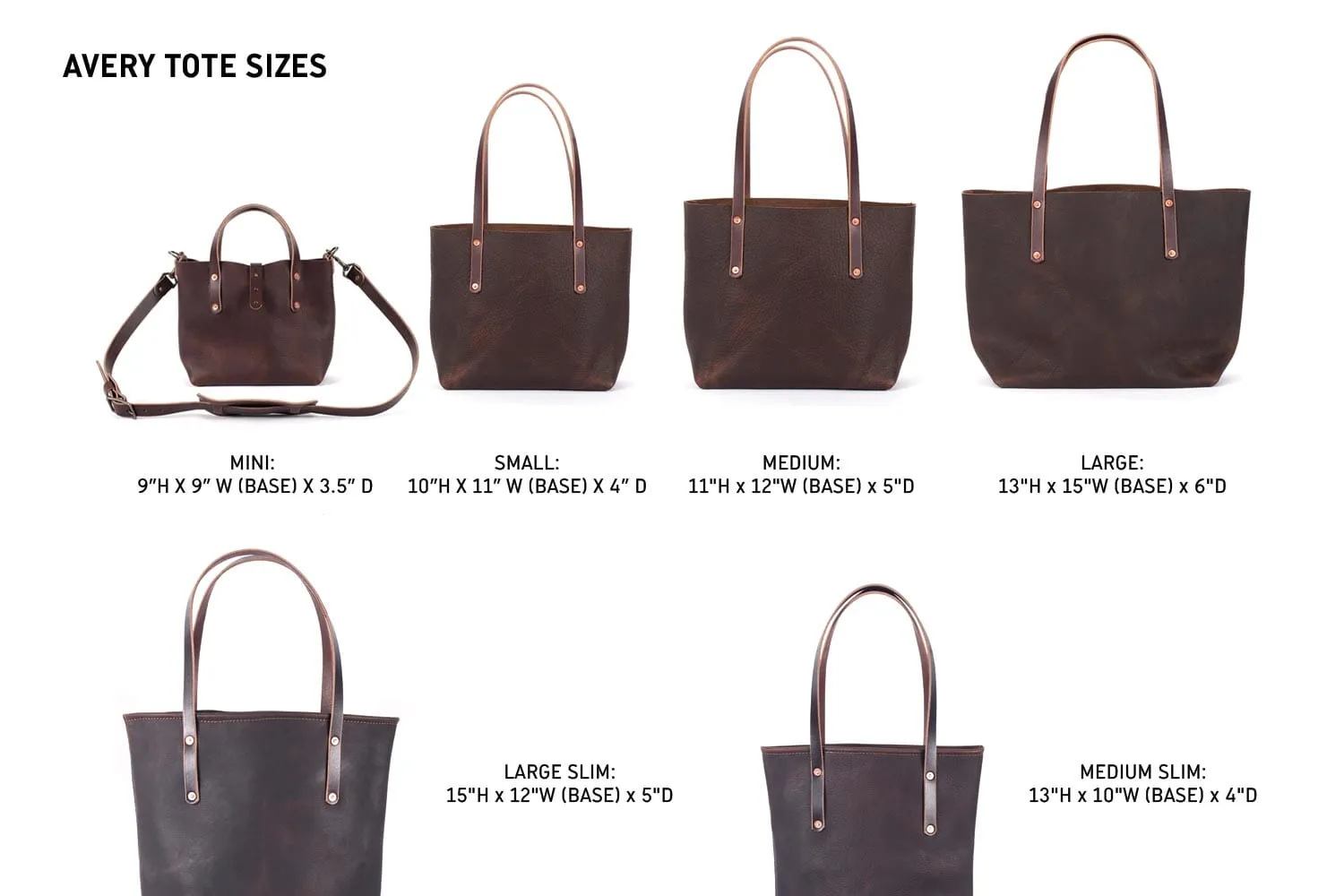 AVERY LEATHER TOTE BAG - MINI CROSSBODY - MOCHA