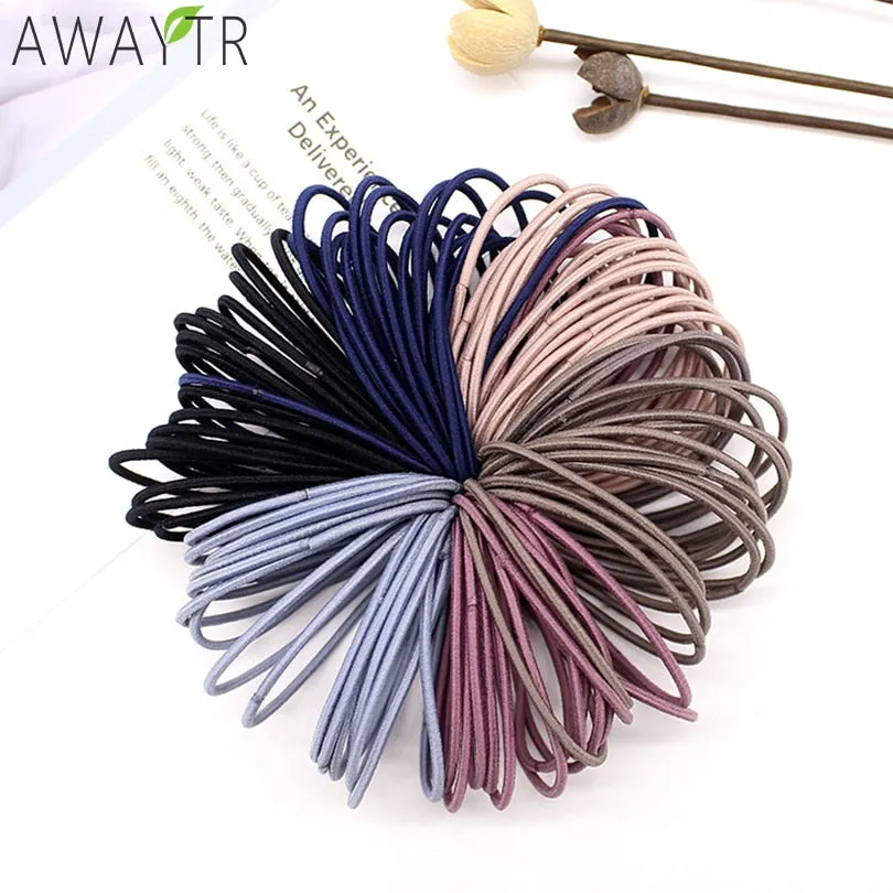 AWAYT 50pcs/Set 5CM Hair Accessories Women Rubber Bands Scrunchy Elastic Hair Bands Girls Headband Decorations Ties Gum for Hair