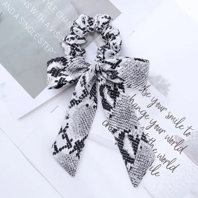 AWAYT Bow Streamers Hair Ring Fashion Ribbon Girl Hair Bands Scrunchies Horsetail Tie Solid Headwear Hair Accessories