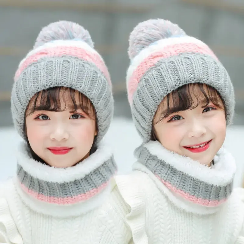 Baby/Kids Knitted Plush Scarf Hat
