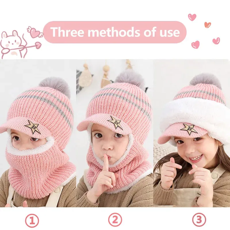 Baby/Kids Knitted Plush Scarf Hat