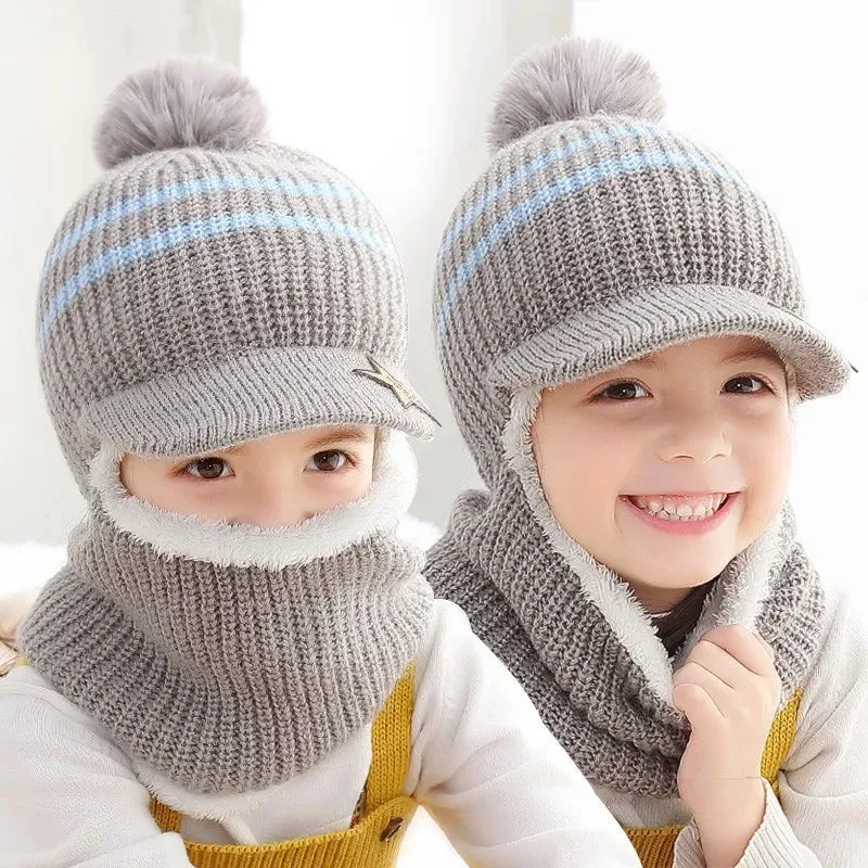Baby/Kids Knitted Plush Scarf Hat