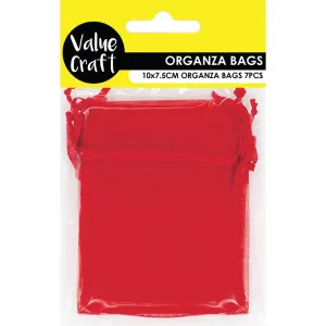 BAG MINI ORGANZA BAG RED 10CMX7.5CM 7PC