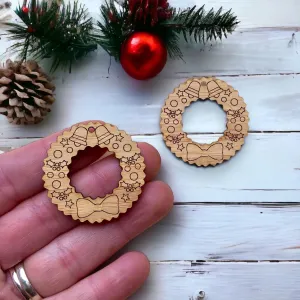 Bamboo Plywood Christmas Wreath Duo - 4 Pairs