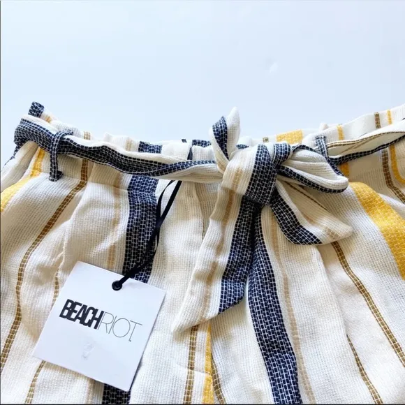 Beach Riot Size Aubrey Yellow Striped Tie Shorts