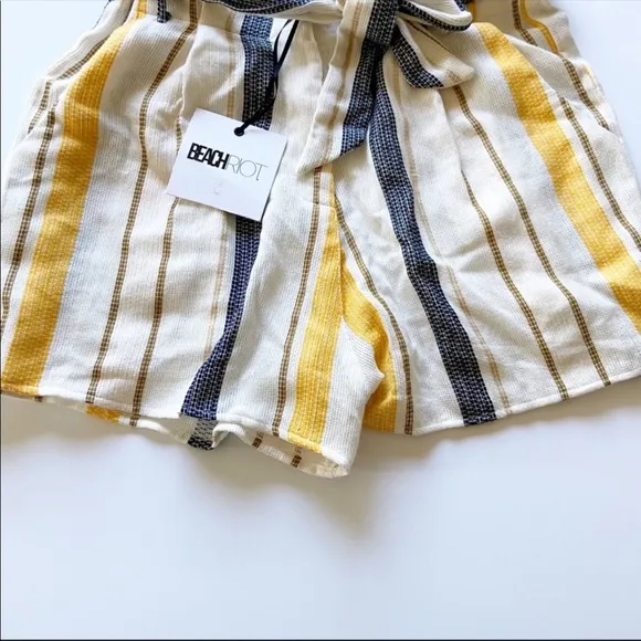 Beach Riot Size Aubrey Yellow Striped Tie Shorts