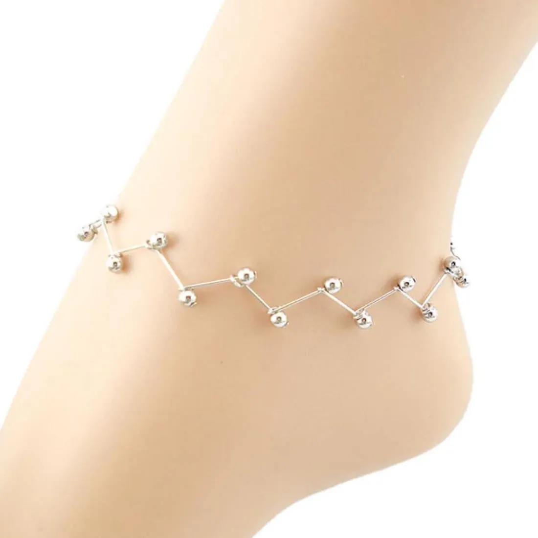 Beads Silver Chain Anklet