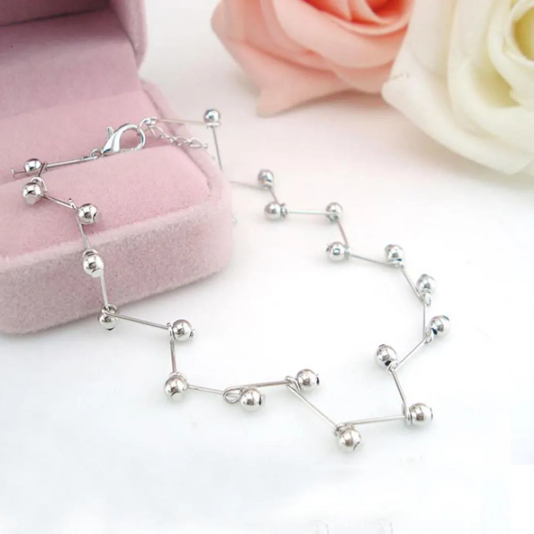 Beads Silver Chain Anklet