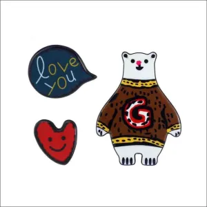 Bear Love Brooch Set