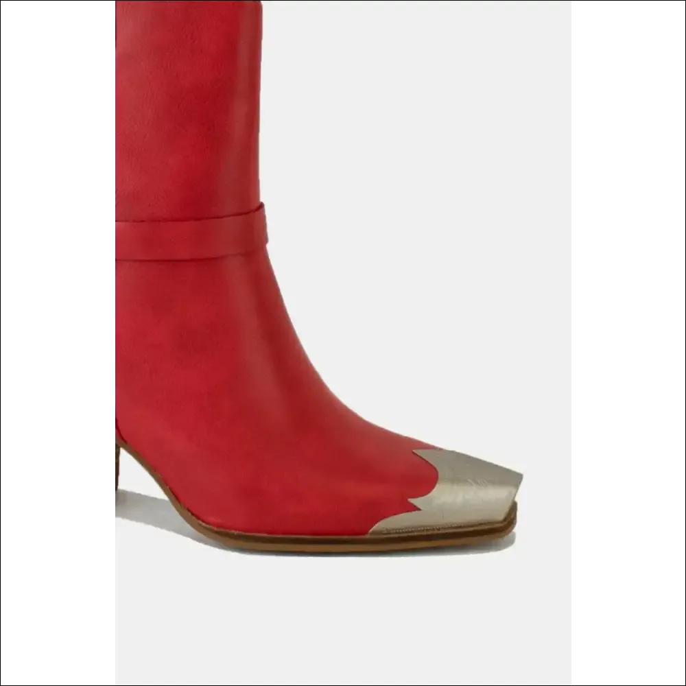 Beast Fashion Faux Leather Metal Toe Ankle Boots