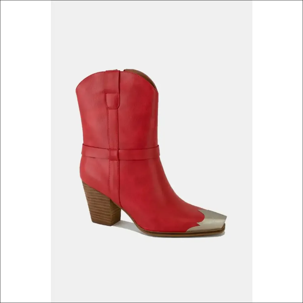 Beast Fashion Faux Leather Metal Toe Ankle Boots