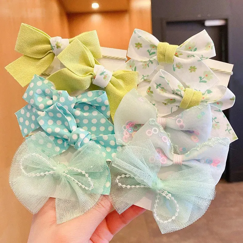 Big Bow Flower Elastic Hairbands (10pcs)