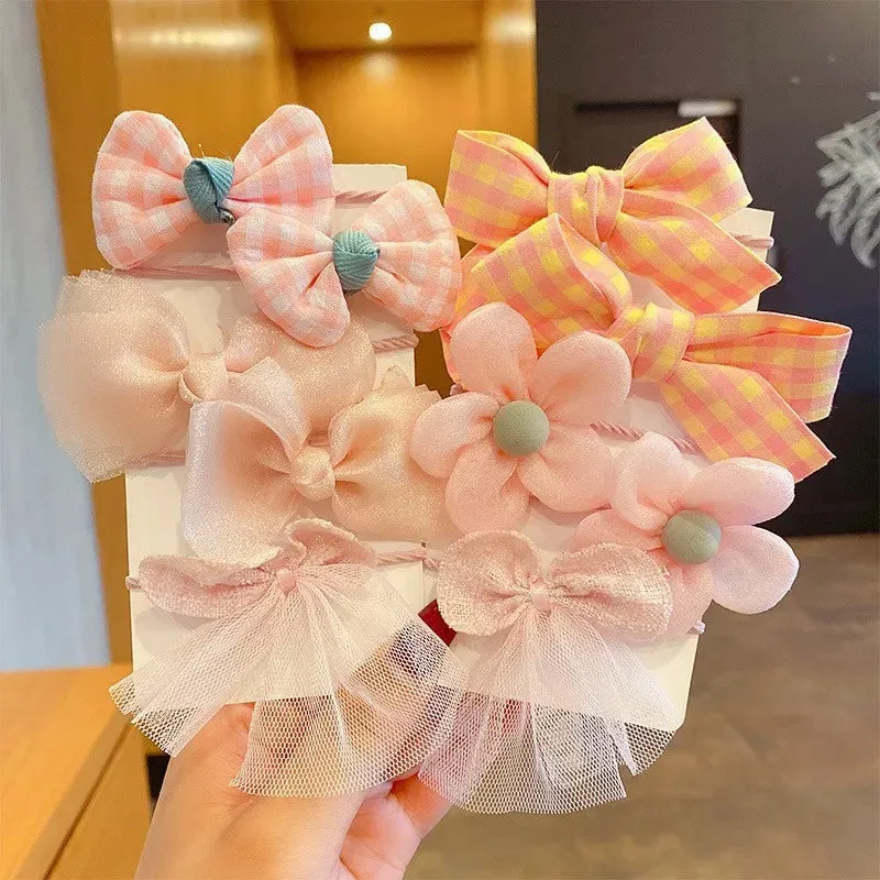 Big Bow Flower Elastic Hairbands (10pcs)