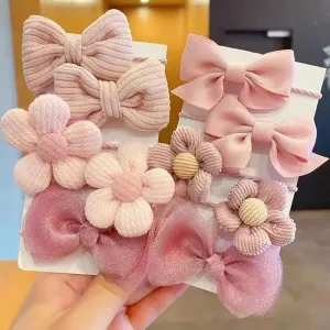 Big Bow Flower Elastic Hairbands (10pcs)