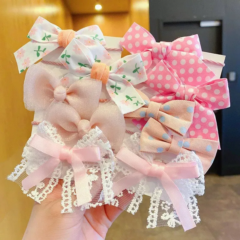 Big Bow Flower Elastic Hairbands (10pcs)