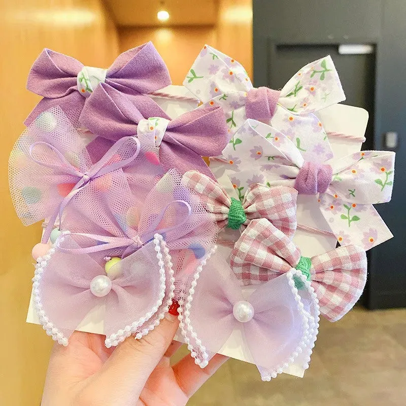 Big Bow Flower Elastic Hairbands (10pcs)