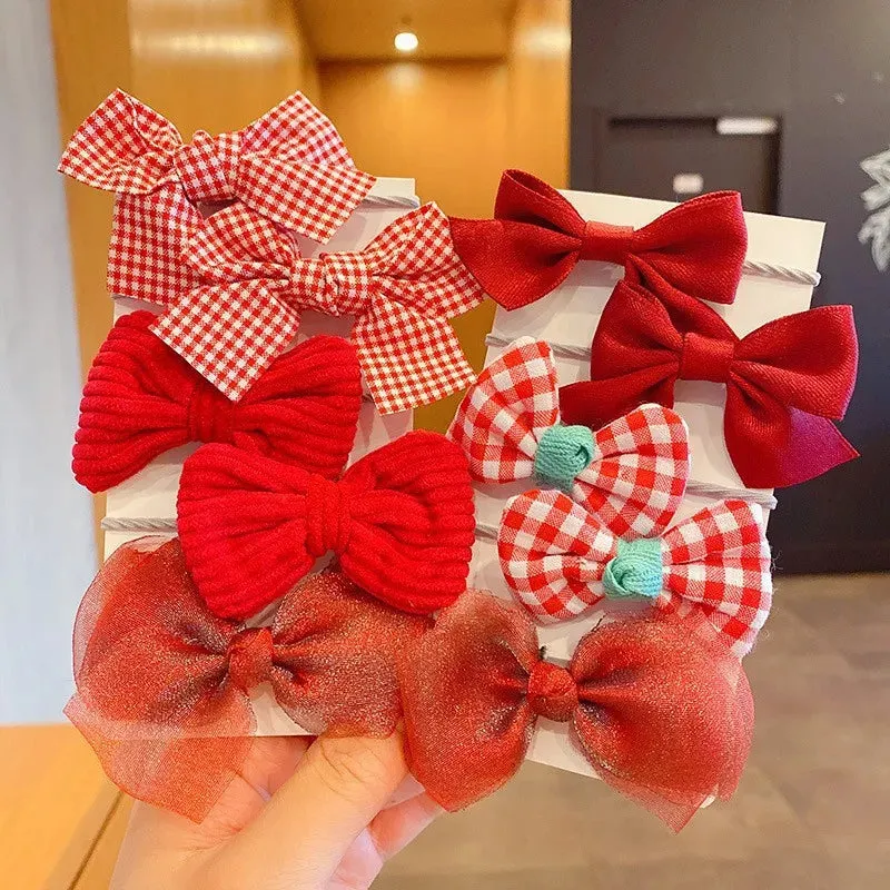 Big Bow Flower Elastic Hairbands (10pcs)