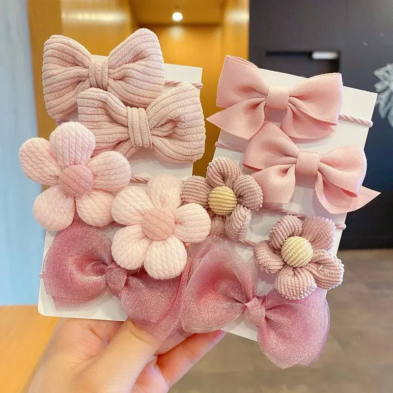 Big Bow Flower Elastic Hairbands (10pcs)