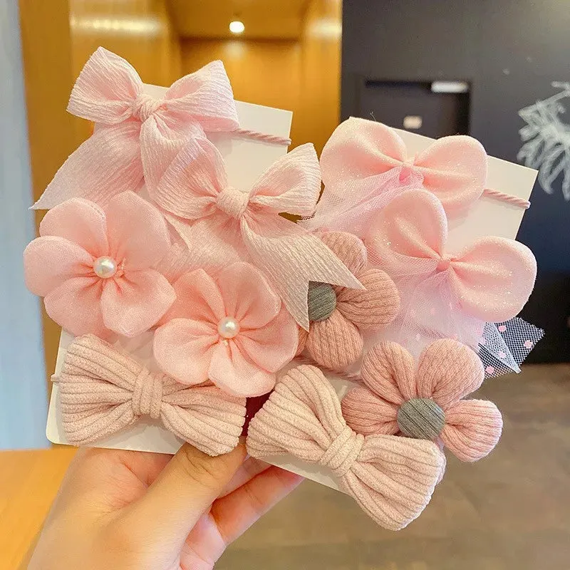 Big Bow Flower Elastic Hairbands (10pcs)