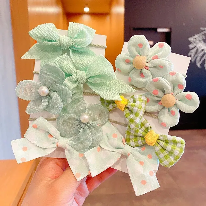 Big Bow Flower Elastic Hairbands (10pcs)