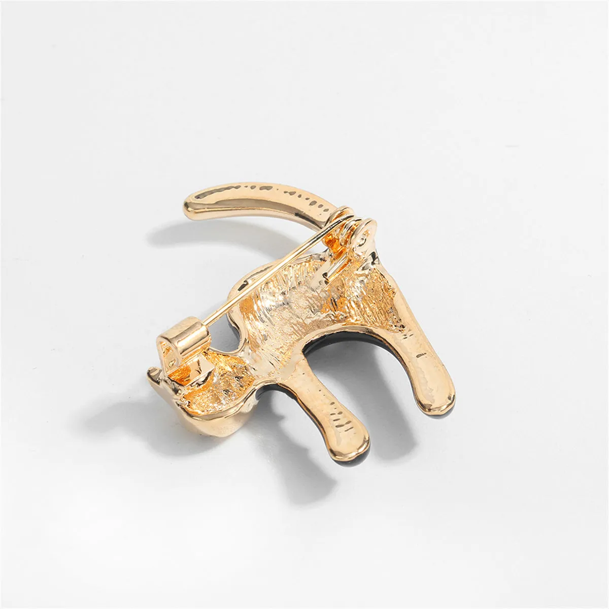 Black Enamel & 18K Gold-Plated Spot Cat Brooch