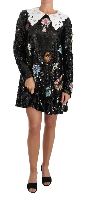 Black Sequined Crystal Fairy Tale Dress
