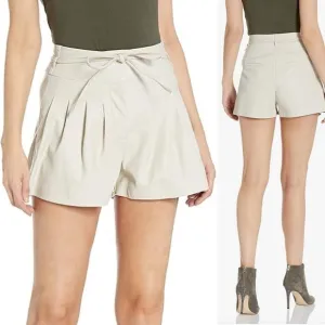 Blank NYC Alabaster Faux Leather High Rise Paperbag Shorts, Beige, size 29 NWT