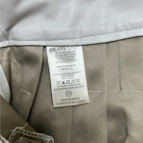 Blank NYC Alabaster Faux Leather High Rise Paperbag Shorts, Beige, size 29 NWT