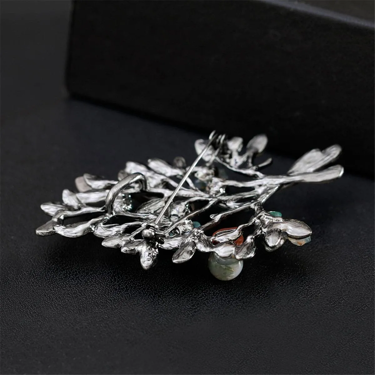 Blue & Pink Cubic Zirconia Two-Tone Botany Brooch
