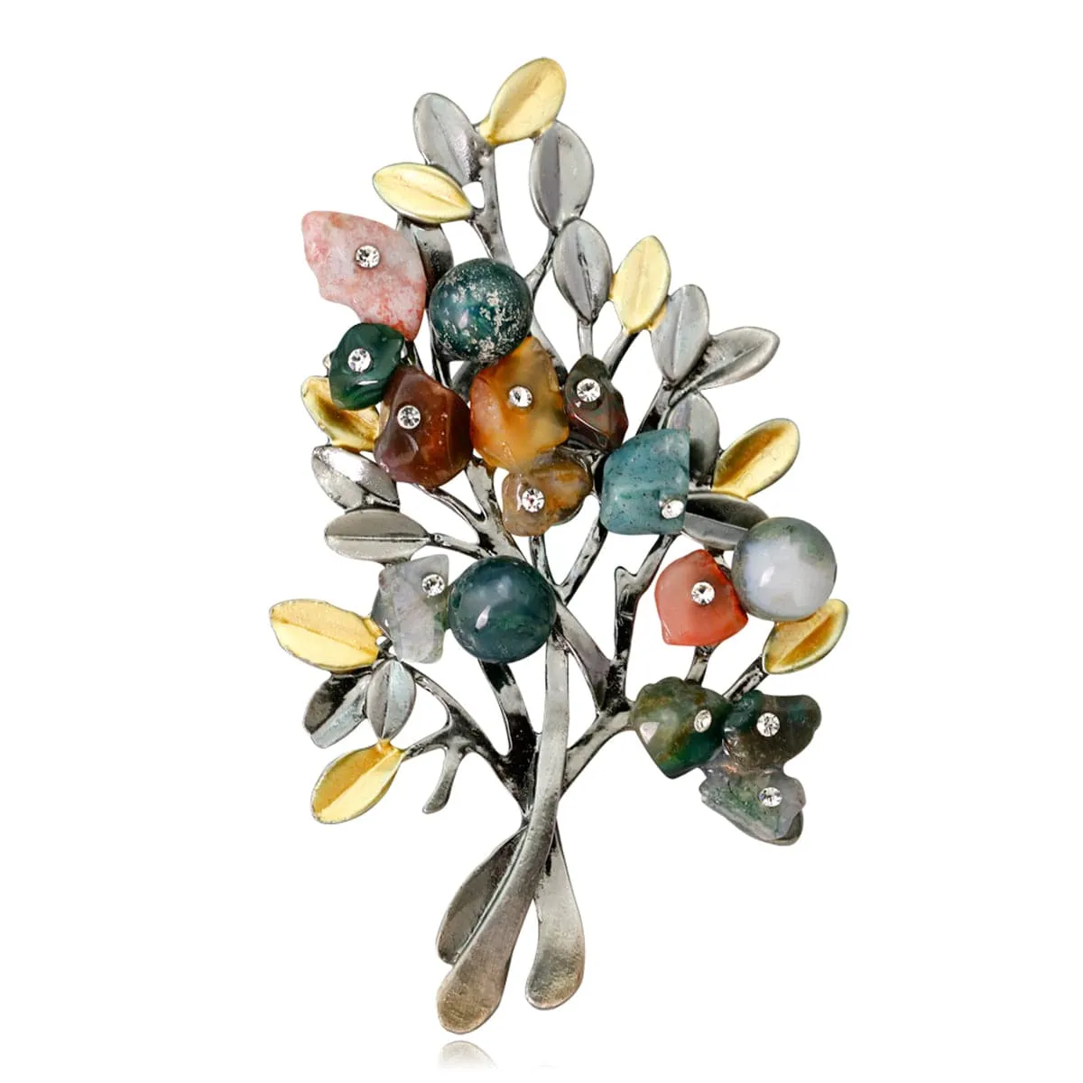 Blue & Pink Cubic Zirconia Two-Tone Botany Brooch
