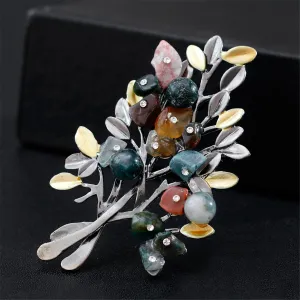 Blue & Pink Cubic Zirconia Two-Tone Botany Brooch