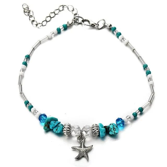 Bohemian Starfish Beads Stone Anklet