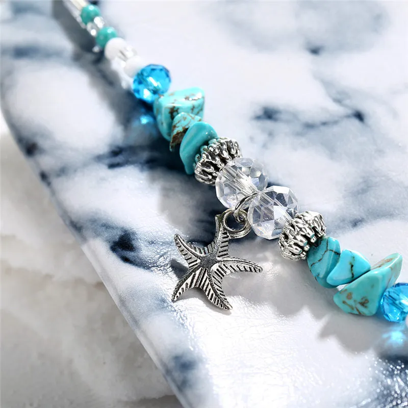 Bohemian Starfish Beads Stone Anklet