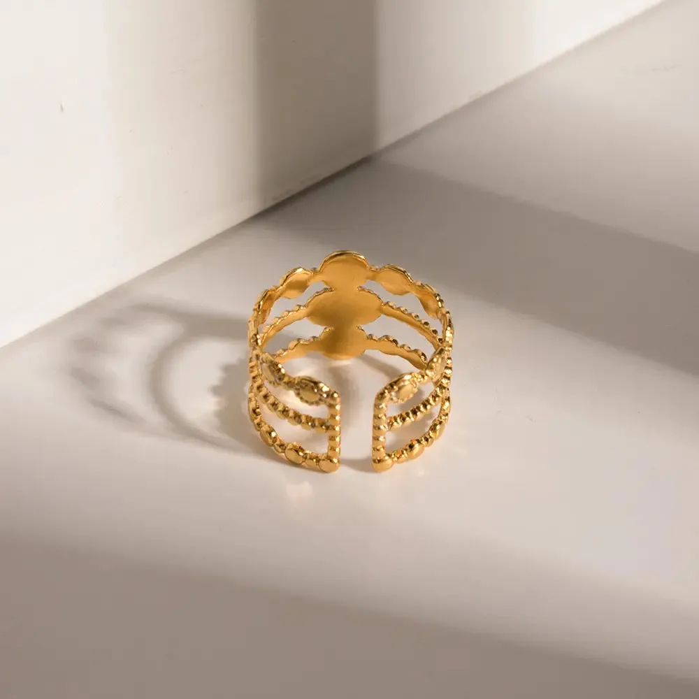 Boho & Mala 18k Gold Ring Stainless Steel (adjustable)