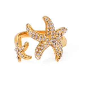 Boho & Mala 18k Gold Ring Stainless Steel (adjustable)